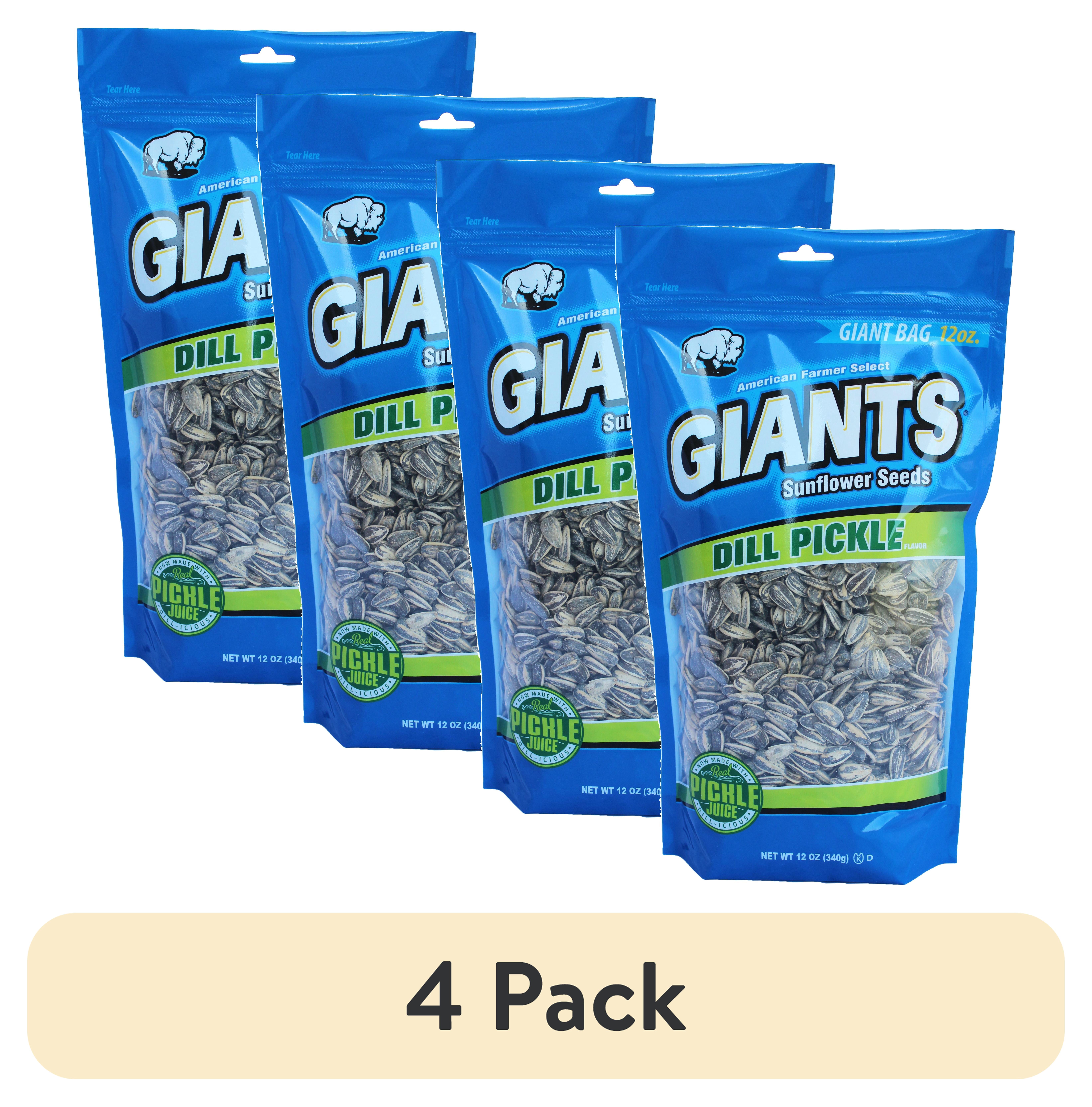 (4 pack) Giant Snacks Dill Pickle Sunflower Seeds, 12 oz