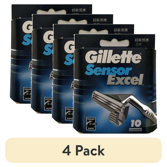 (4 pack) Gillette Sensor Excel Refill Blades - 10 Cartridges