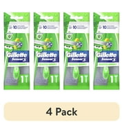 4 pack Gillette Sensor3 Sensitive Mens Disposable Razor, 1 Razor, Green
