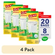 (4 pack) Glad Drawstring Medium Scented Trash Bags, 8 Gallon, Gain Original Scent With Febreze Freshness, 20 Bags