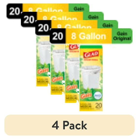 (4 pack) Glad Drawstring Medium Scented Trash Bags, 8 Gallon, 20 Bags