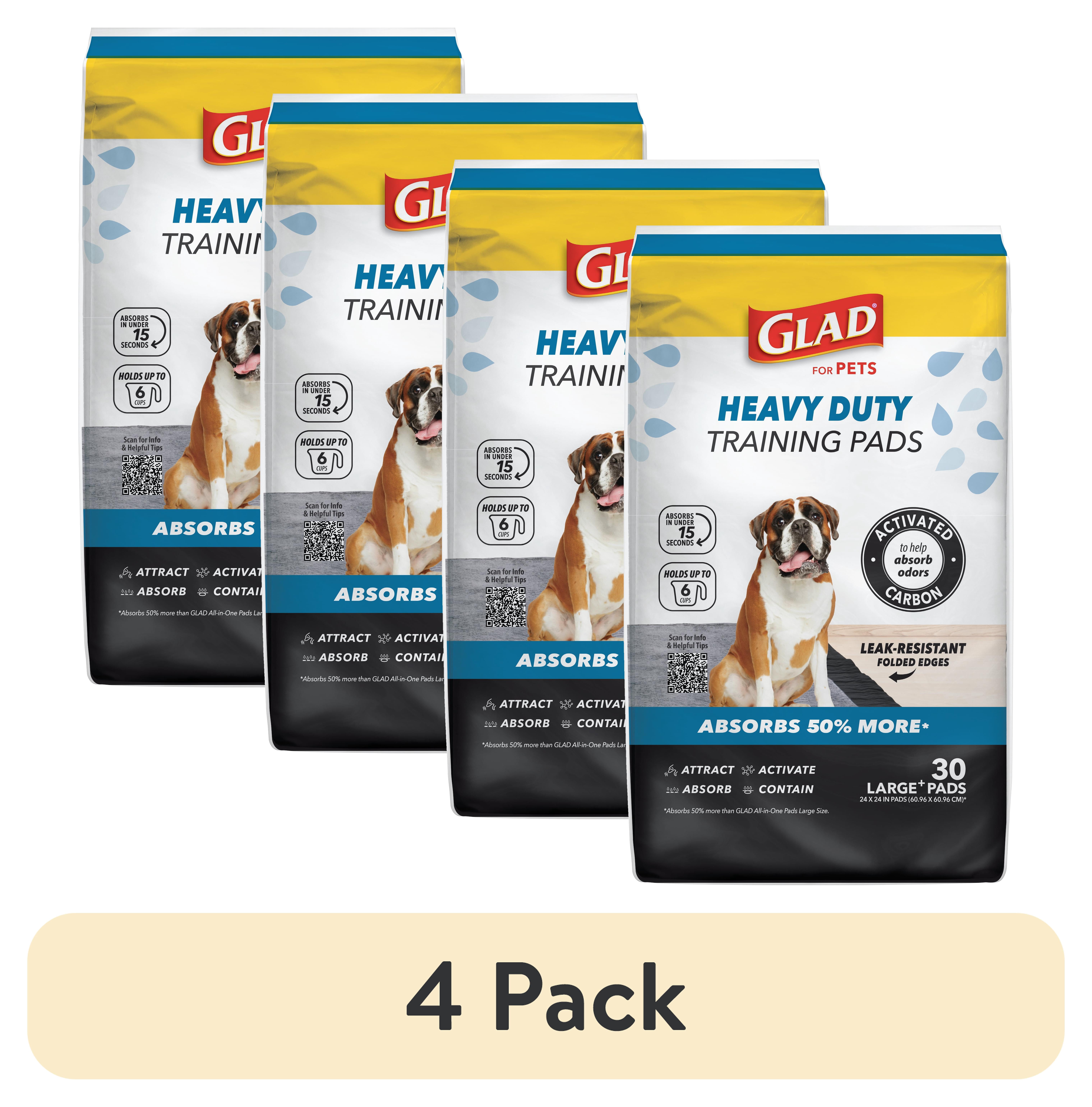 (4 pack) Glad for Pets Heavy Duty Activated Carbon Training Pads - 24" x 24" 30ct
