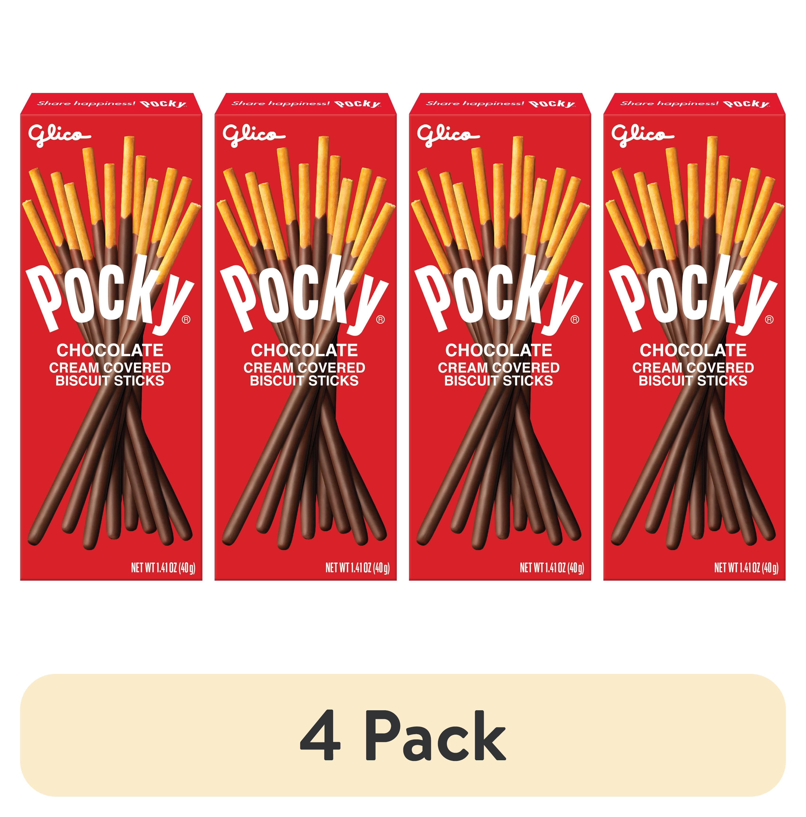 4 pack) Glico Pocky Chocolate Covered Biscuit Sticks, 1.41 oz