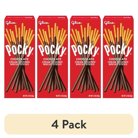 (4 pack) Glico Pocky Chocolate Covered Biscuit Sticks, 1.41 oz.