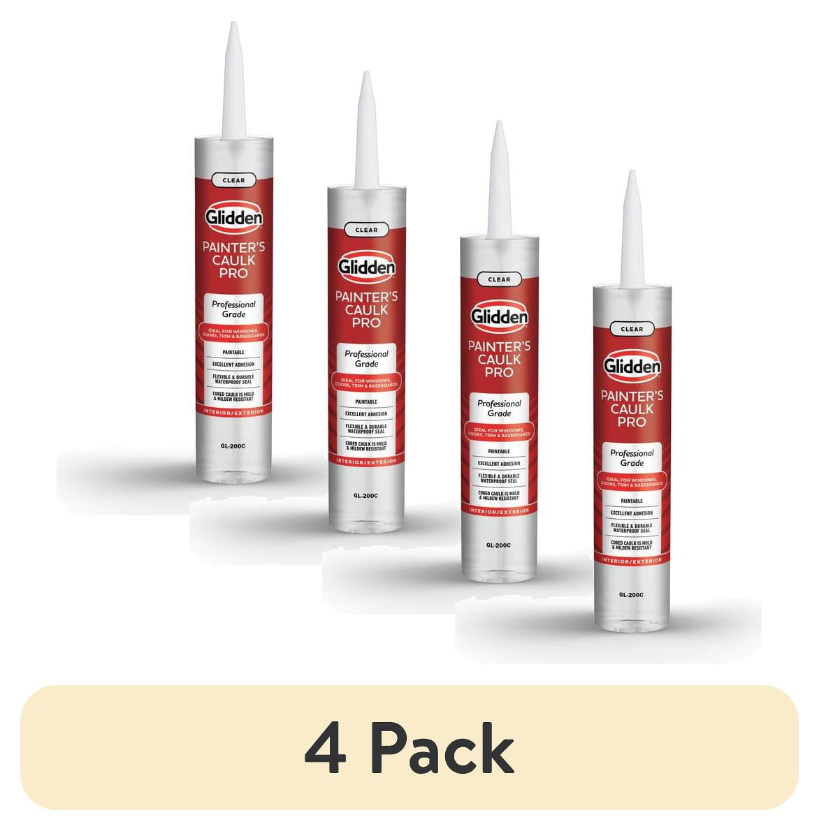 (4 pack) Glidden 10.1 fl oz Painter's Multi-Purpose Interior/Exterior Caulk Pro, Clear
