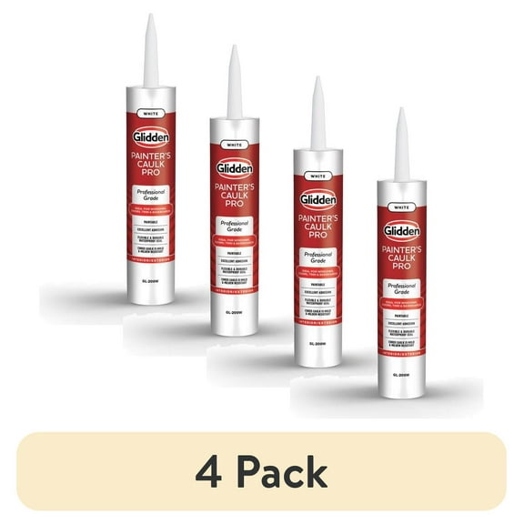 (4 pack) Glidden Painter's Caulk Pro 10.1 Fl. Oz. Multi-Purpose Acrylic Caulk, White