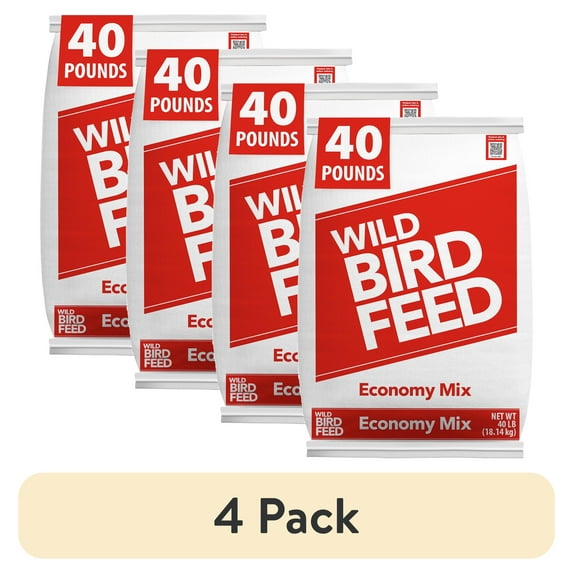 (4 pack) Global Harvest Foods Economy Mix Wild Bird Feed, Dry, 1 Count per Pack, 40 lb. Bag