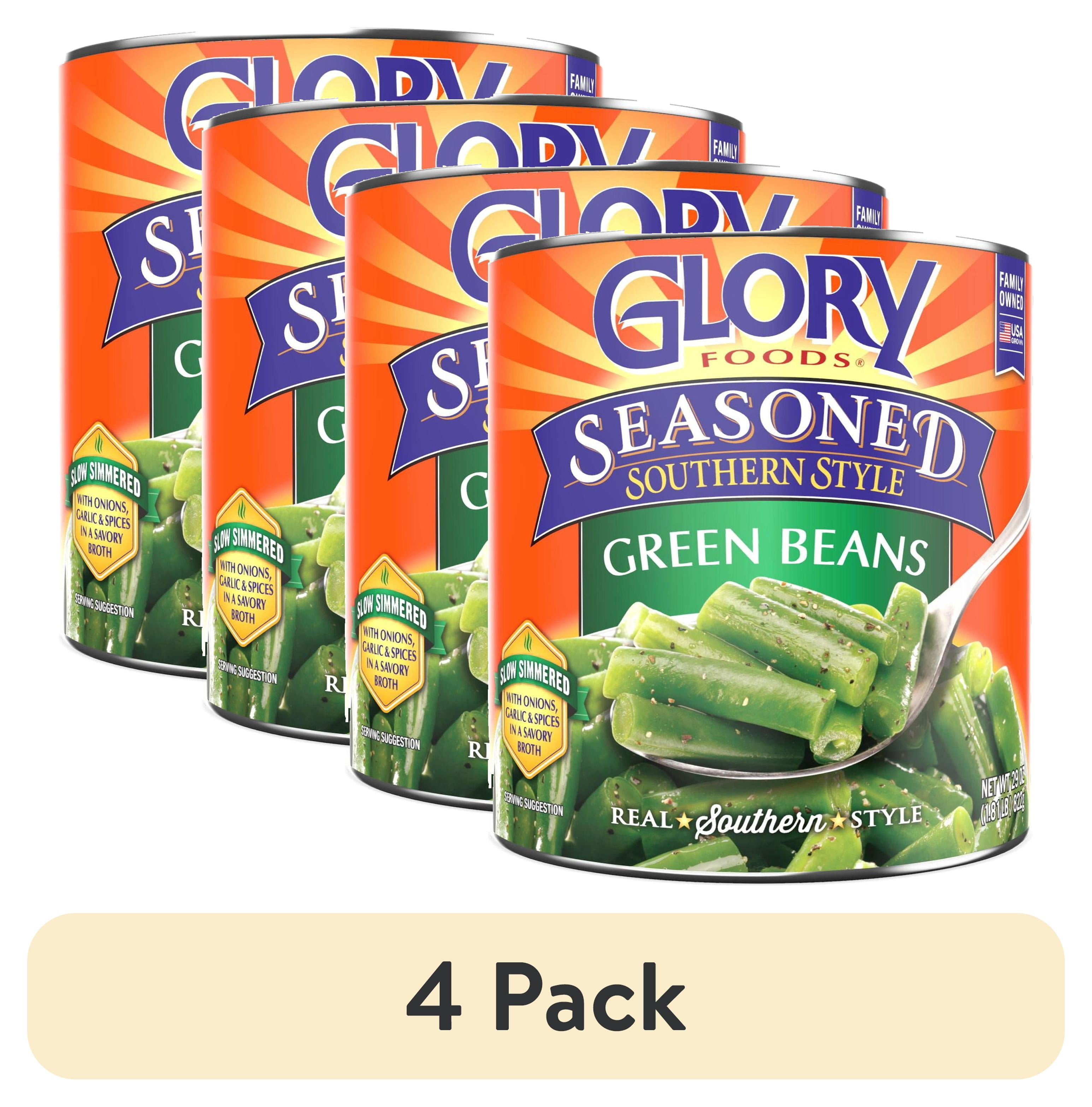 (4 pack) Glory Foods Seasoned Southern Style Green Beans, 29 oz., Can