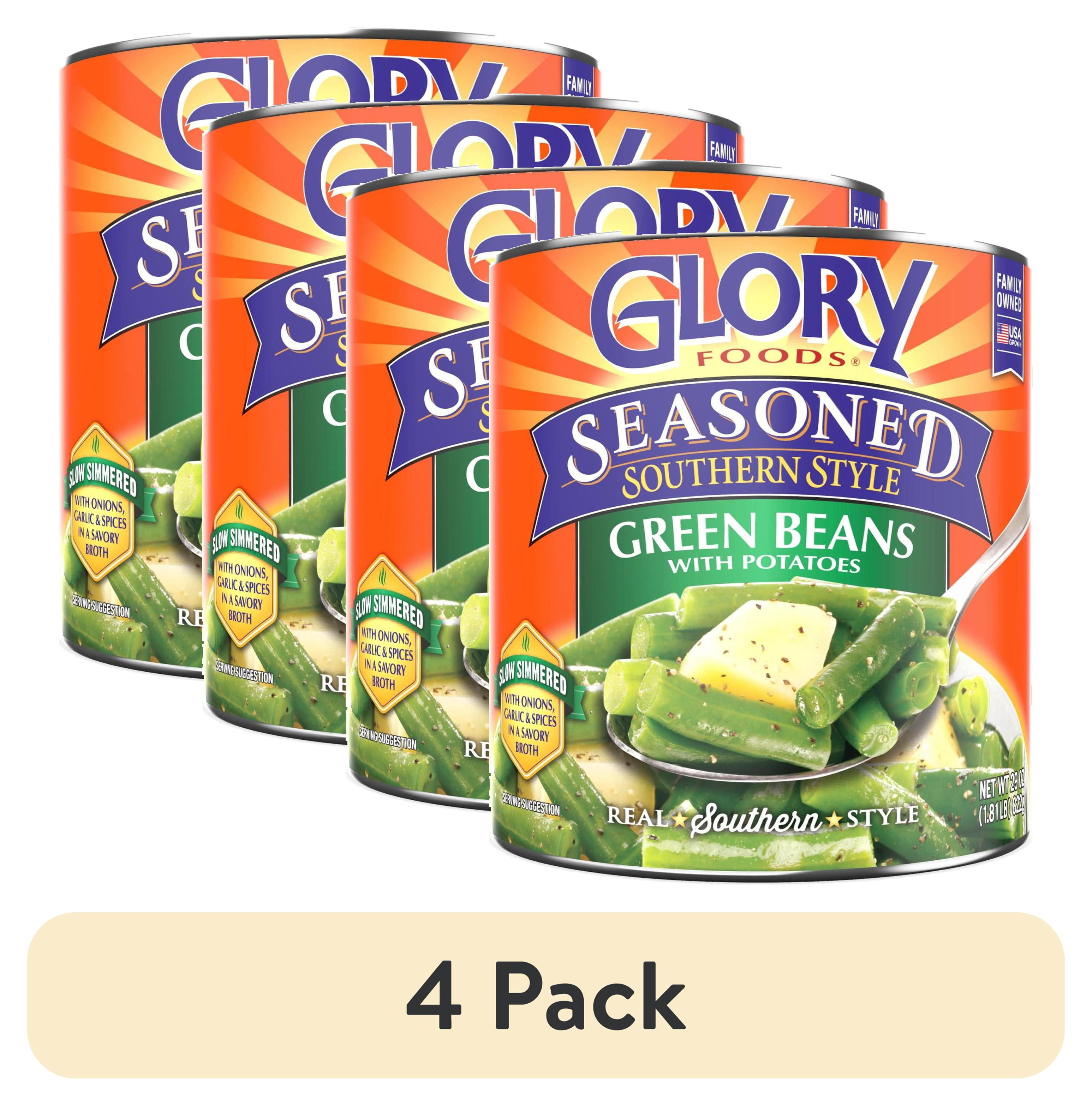 (4 pack) Glory Foods Seasoned Southern Style Green Beans With Potatoes, 27 oz., Can