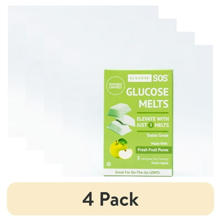 (4 pack) Glucose SOS Melts Green Apple