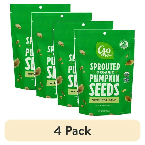 (4 pack) Go Raw - Sprouted Organic Pumpkin Seeds with Sea Salt - 4 oz.