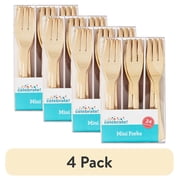 (4 pack) Way To Celebrate Gold Disposable Plastic Mini Forks, 24 Count