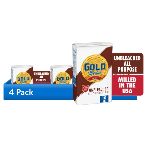 (4 pack) Gold Medal Unbleached All Purpose Flour, 10 lb Bag