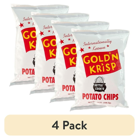 (4 pack) Gold'N Krisp Kettle Cooked Potato Chips, 14 Oz.