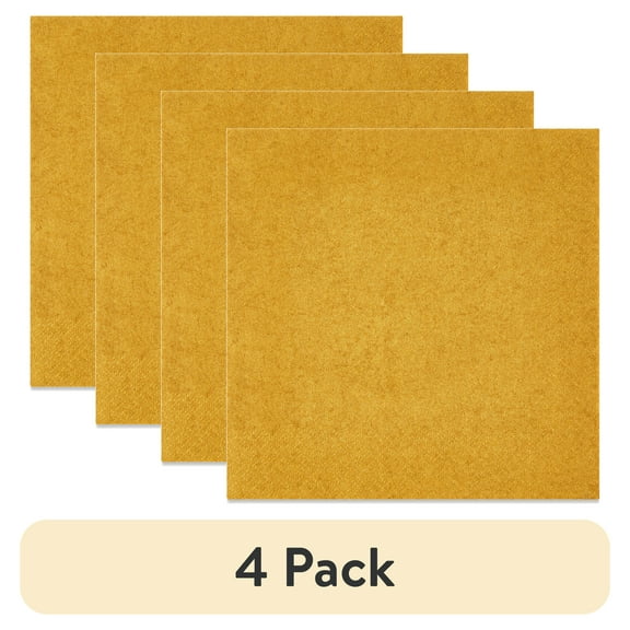 (4 pack) 6.5" x 6.5" Disposable Gold Paper Napkins, 24 Count, by Way To Celebrate