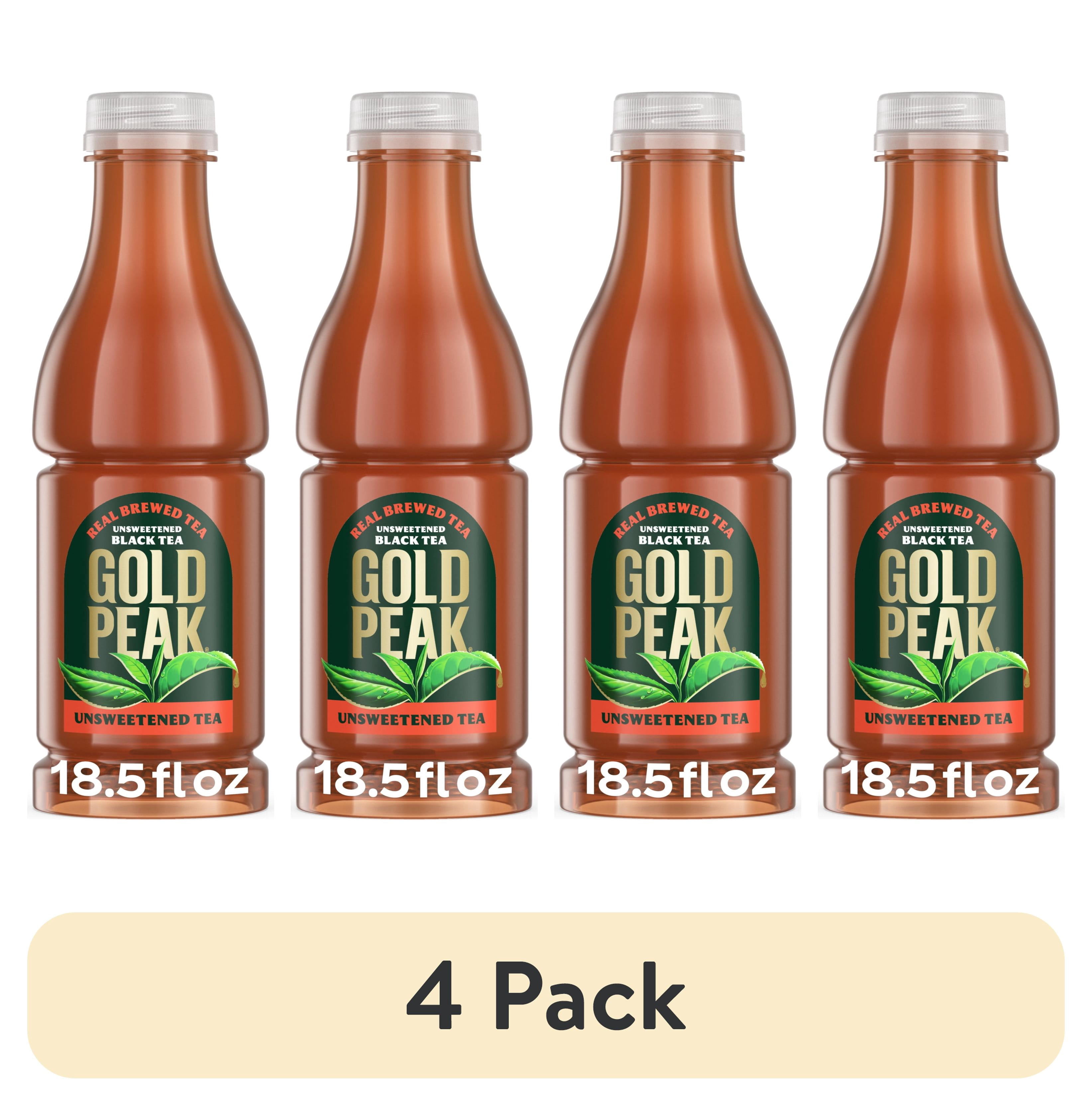 (4 pack) Gold Peak Unsweetened Black Iced Tea Bottle, 18.5 fl oz