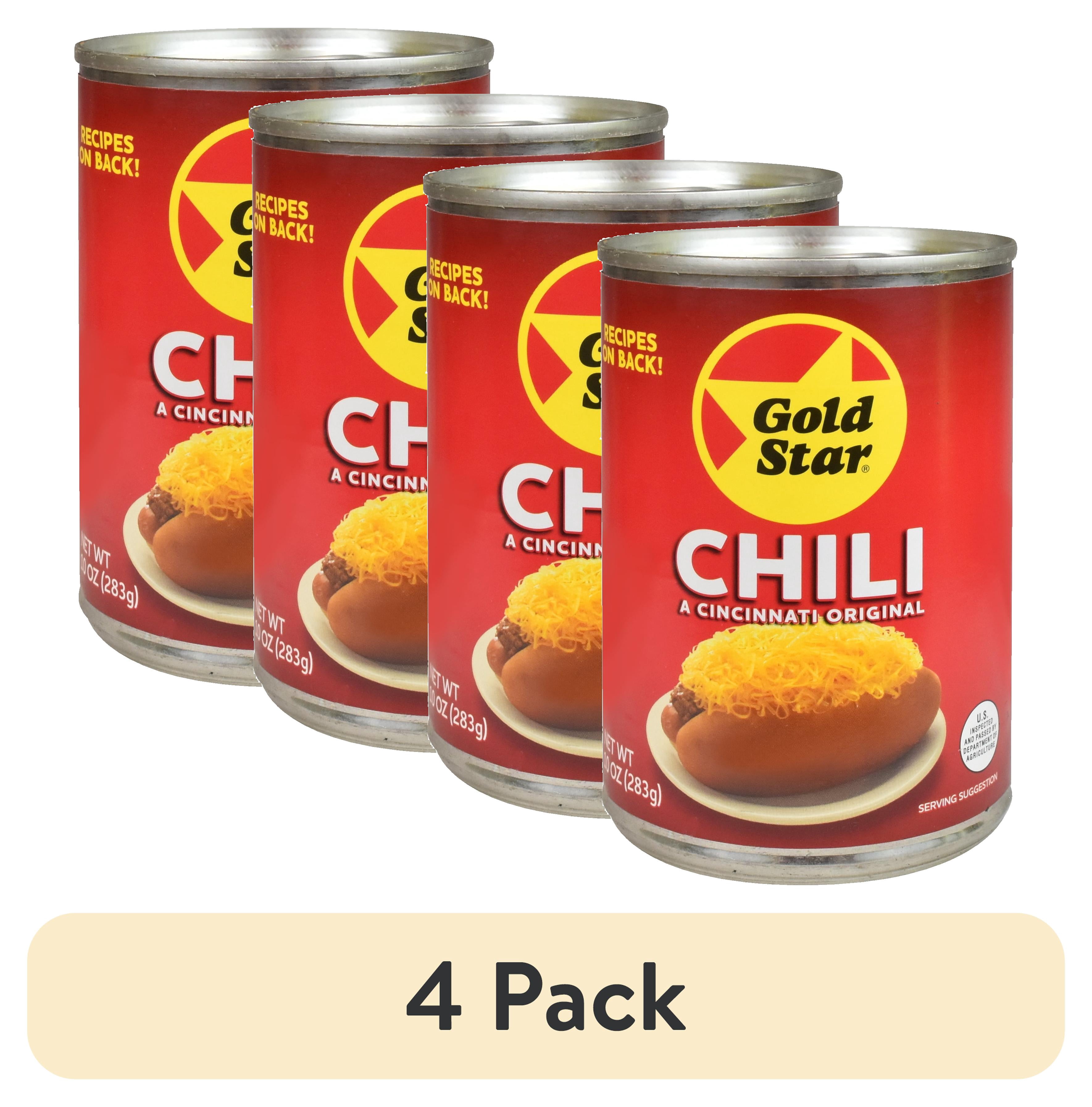 (4 pack) Gold Star Original Chili, 10 oz Metal Can