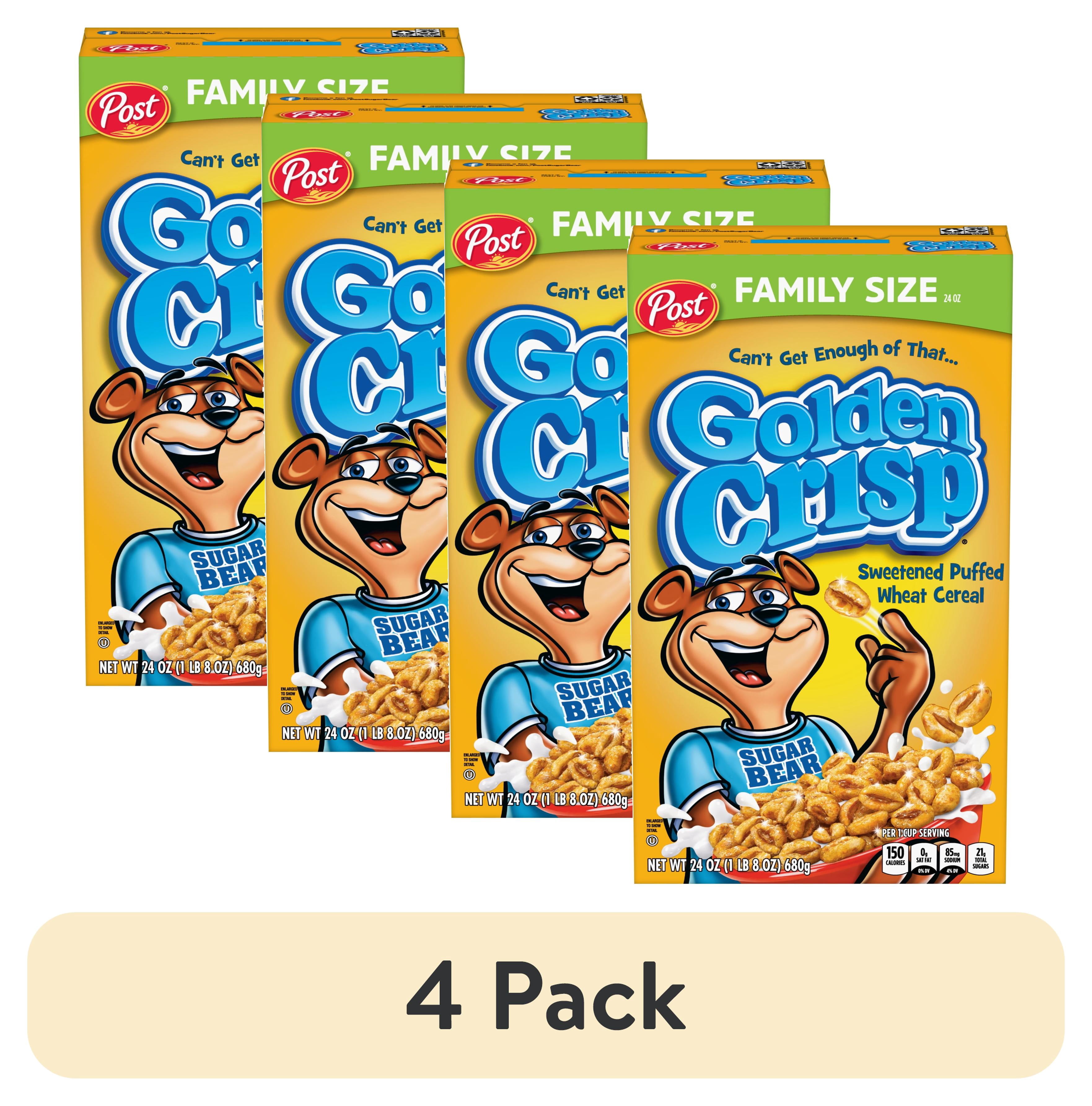(4 pack) Golden Crisp Puffed Wheat Cereal, Breakfast cereal, Crunchy 24 oz Box