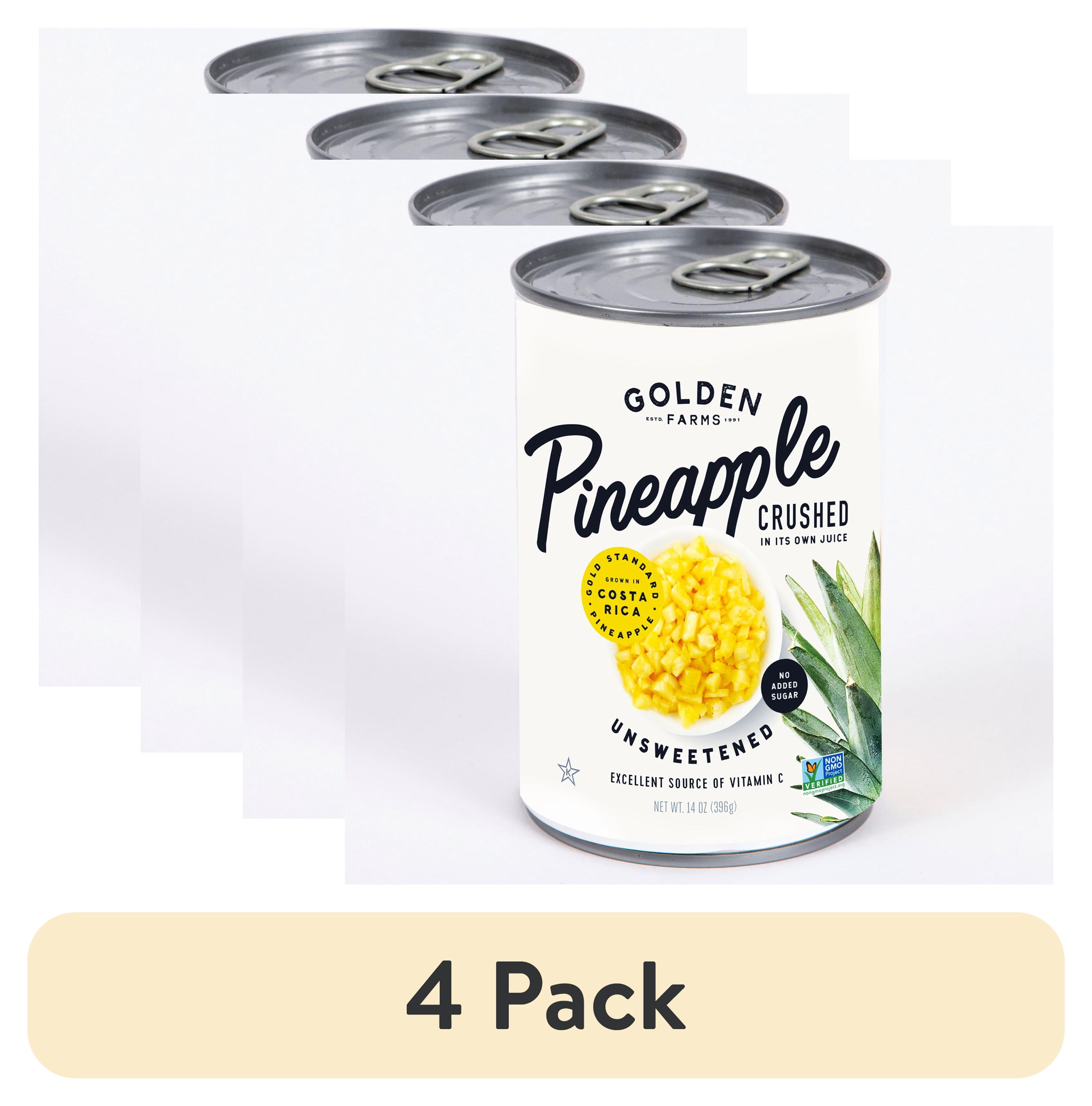 (4 pack) Golden Farms Unsweetened Conventional Crushed Pineapple, 14 Oz Can