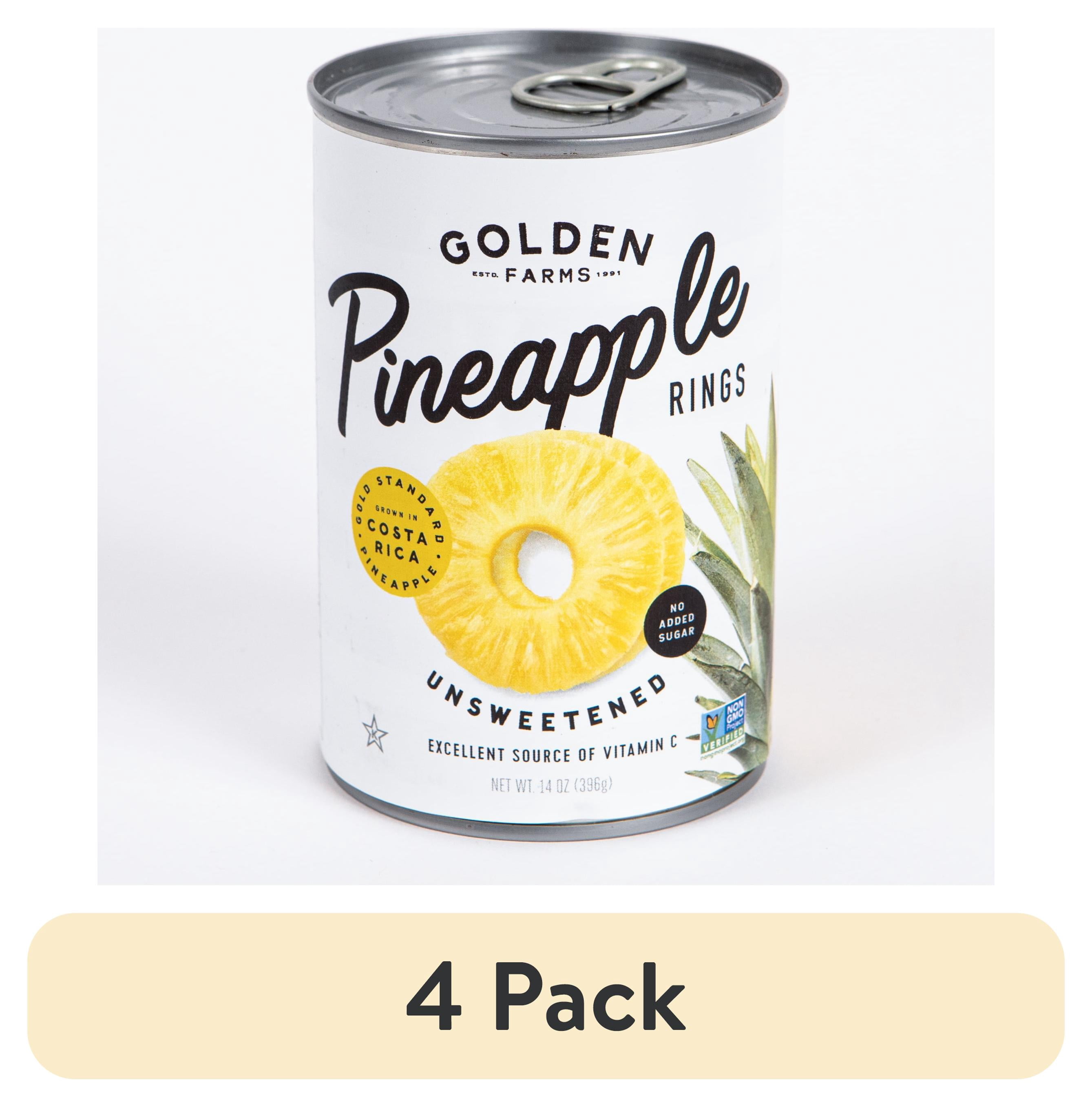 (4 pack) Golden Farms Unsweetened Conventional Pineapple Rings, 14 Oz Can
