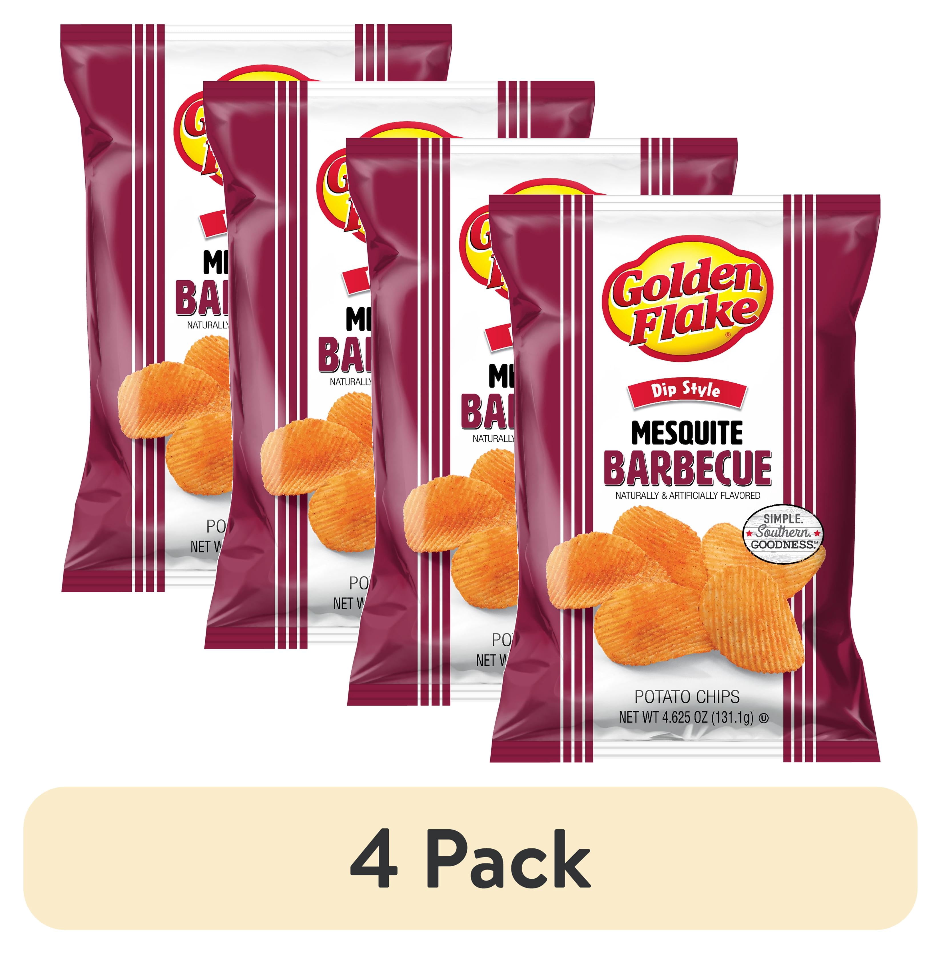 (4 pack) Golden Flake Mesquite Barbecue Dip Style Potato Chips, Gluten-Free, 4.625 oz Bag
