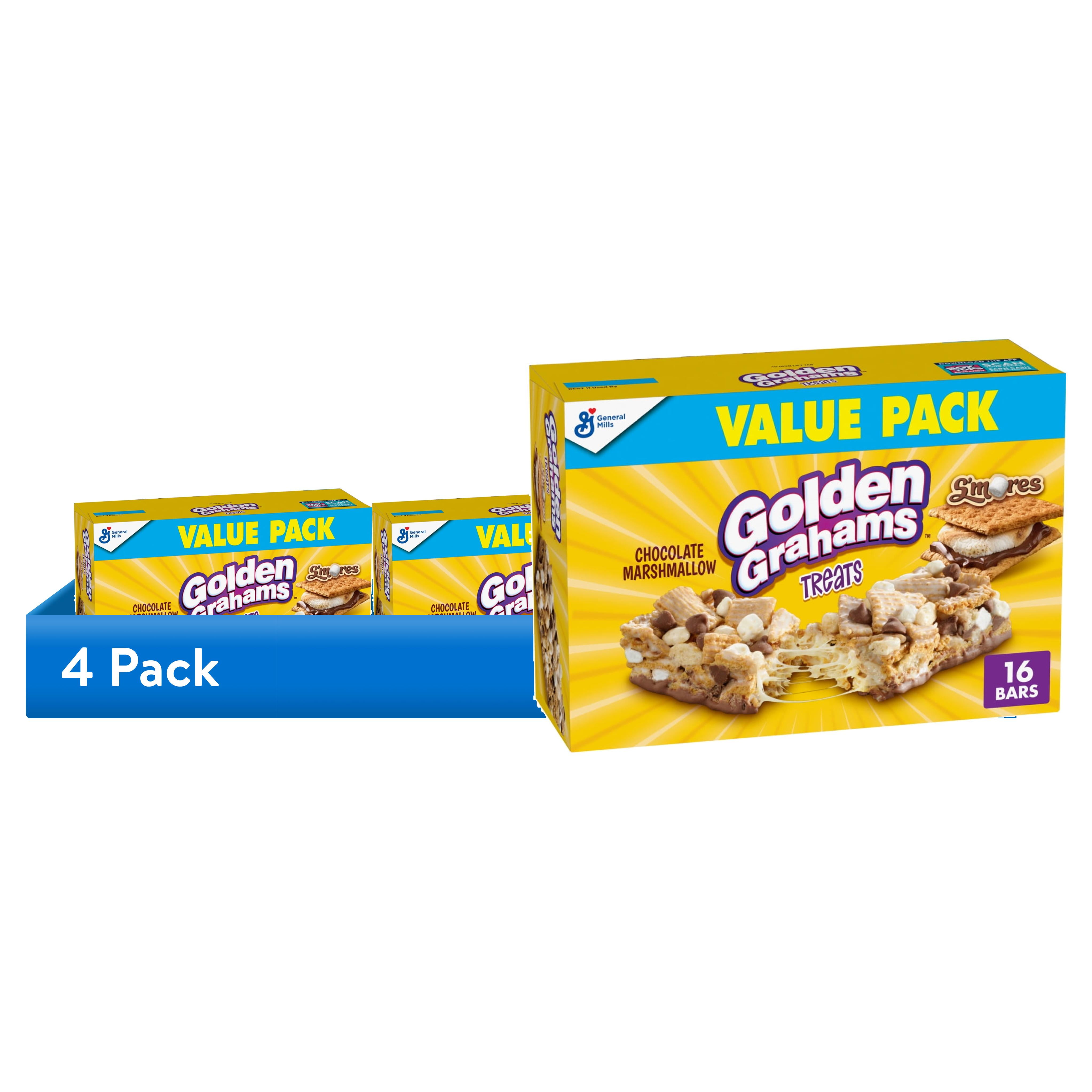 (4 pack) Golden Grahams Cereal Treat Bars, S'mores, Snack Bars, Value Pack, 16 Ct, 16.96 oz