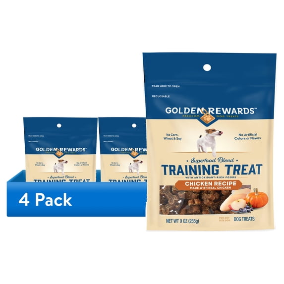 (4 pack) Golden Rewards Chicken Recipe Training Treat Dog Treats, 9 oz