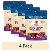 (4 pack) Golden Rewards Duck Jerky Premium Treats for Dogs, 16 oz Bag