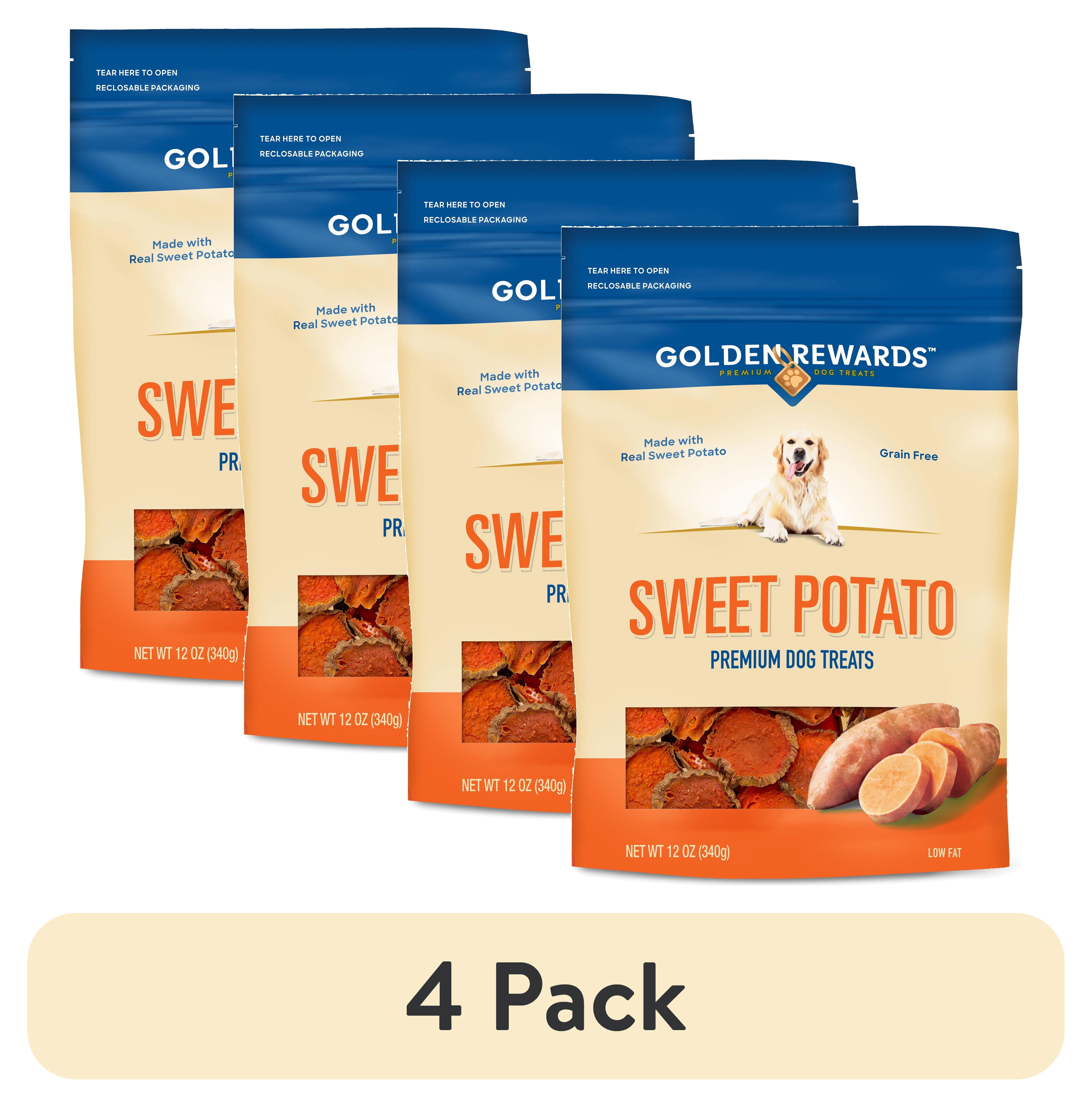 (4 pack) Golden Rewards Sweet Potato Slices for Dogs, 12 oz Bag