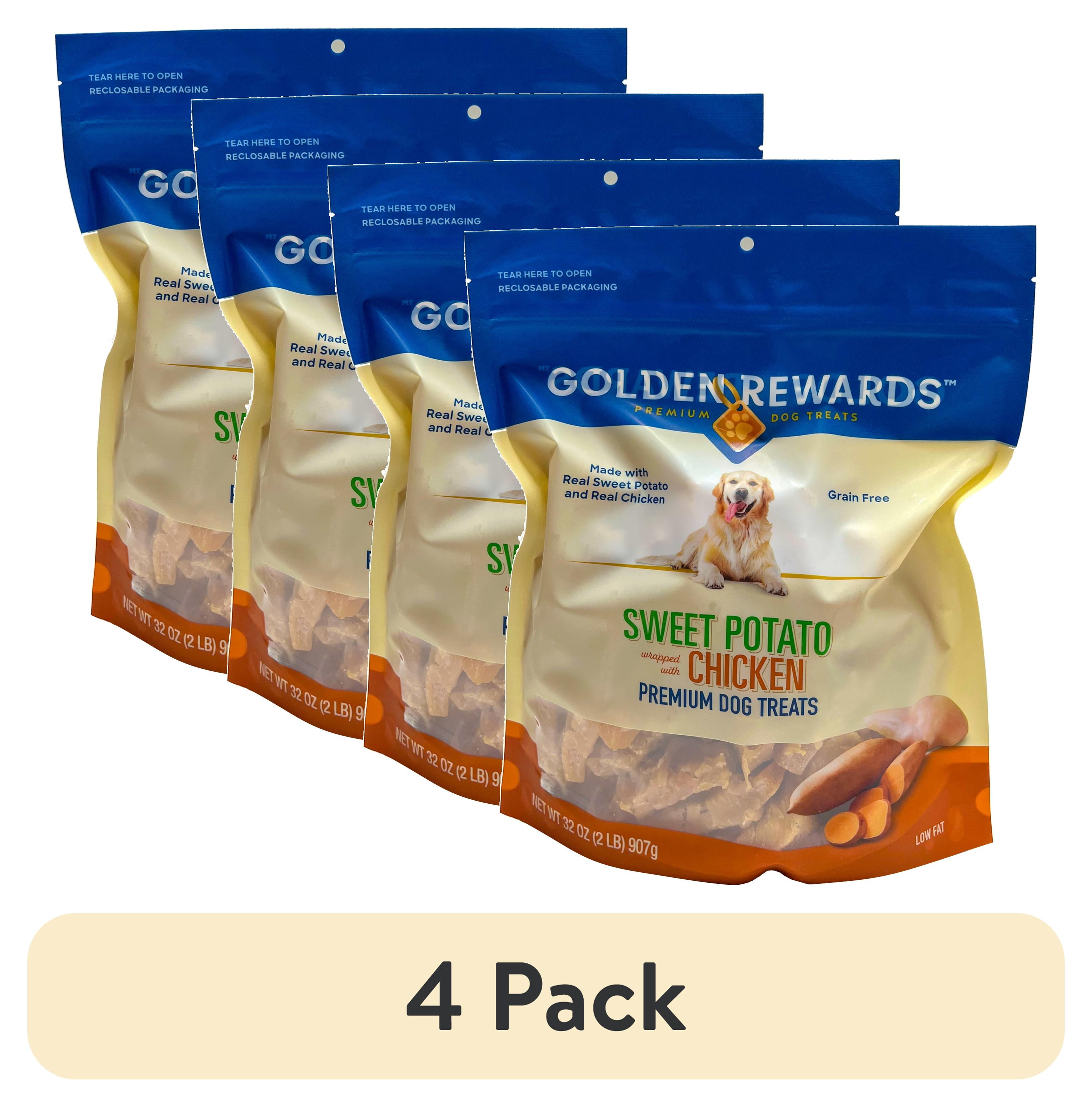 (4 pack) Golden Rewards Sweet Potato Wrapped with Chicken Dog Treats, 32 oz