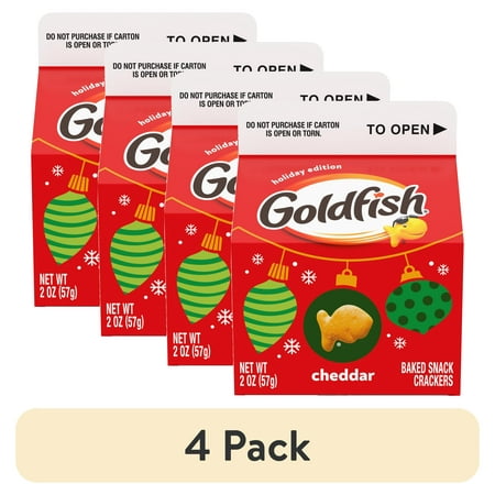 (4 pack) Goldfish Holiday Cheddar Crackers, 2 oz Carton