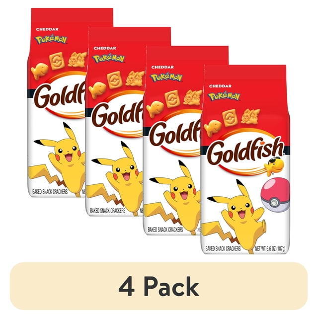 (4 pack) Goldfish Pokemon Cheddar Crackers, 6.6 oz Bag