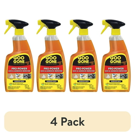 (4 pack) Goo Gone Pro-Power Heavy Duty Tape, Adhesive & Grease Remover Spray Gel, Orange Citrus Scent, 24 oz, 1 count