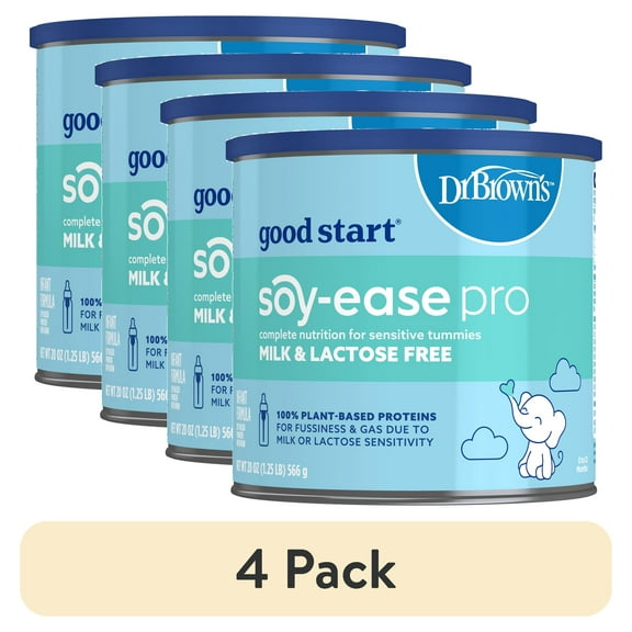 (4 pack) Good Start Dr. Brown's Soy-Ease Pro, Lactose-Free Baby Formula, 20 oz