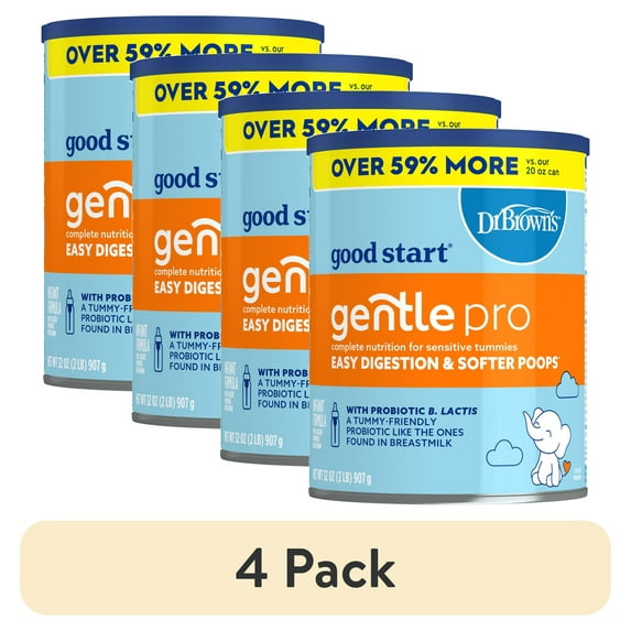 (4 pack) Good Start Dr. Brown’s Gentle Pro Baby Formula, 32 oz