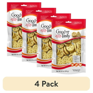 (4 pack) Good ‘n’ Tasty Triple Flavor Stacks, Treats for All Dogs with Chicken and Peanut Butter, 3.5 oz