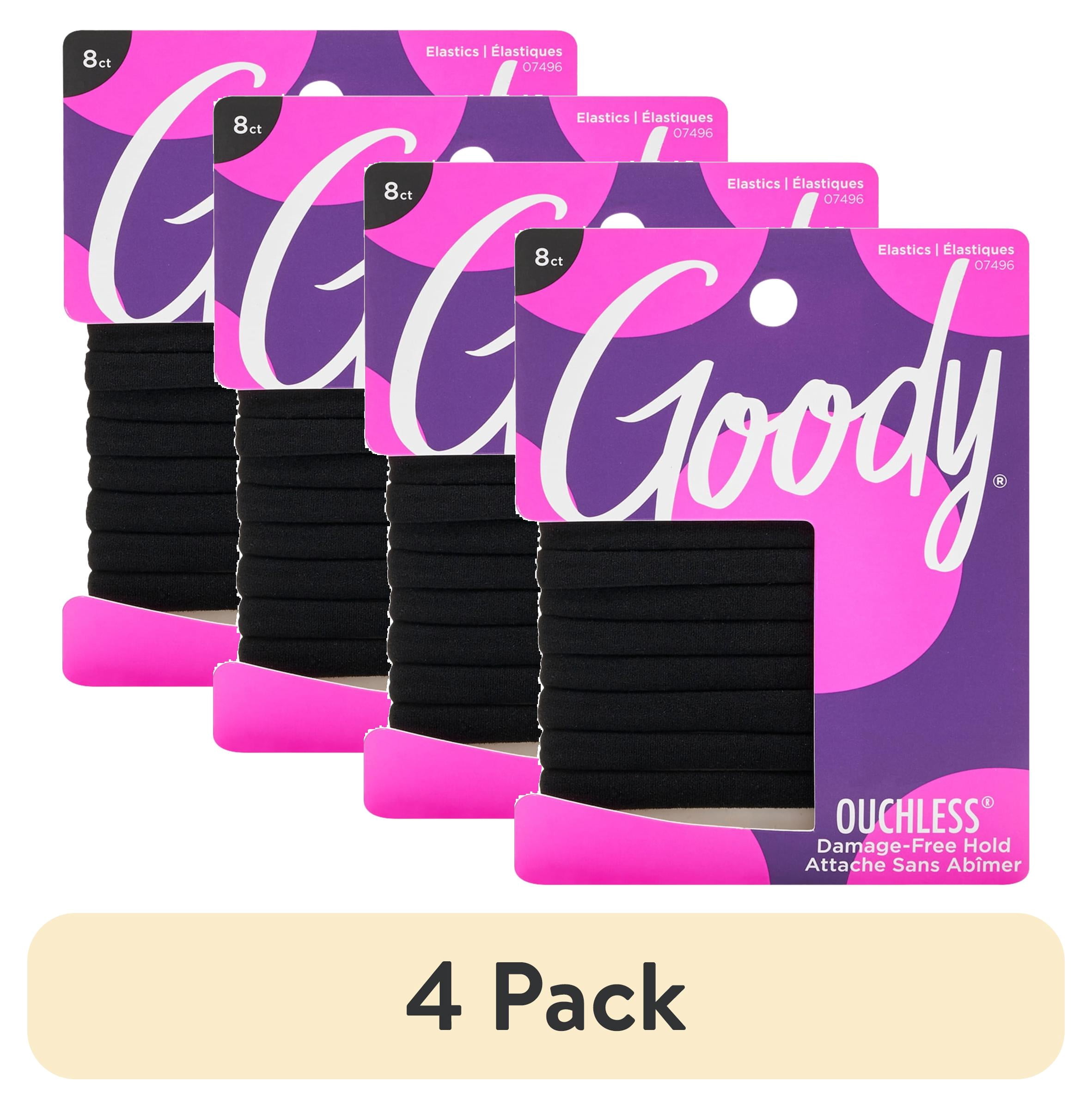 (4 pack) Goody Ouchless Athletique Hair Elastics, Sweat & Stretch Hair Ties, Black, 8 Ct
