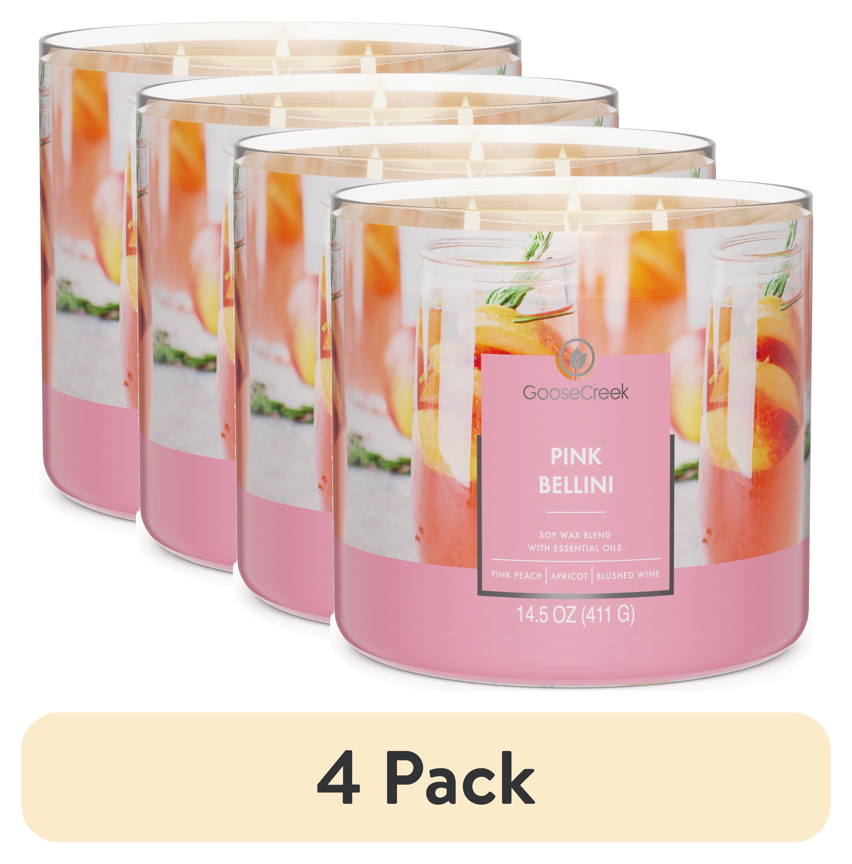 (4 pack) Goose Creek 3-Wick Pink Bellini Scented Jar Candle, 14.5oz.