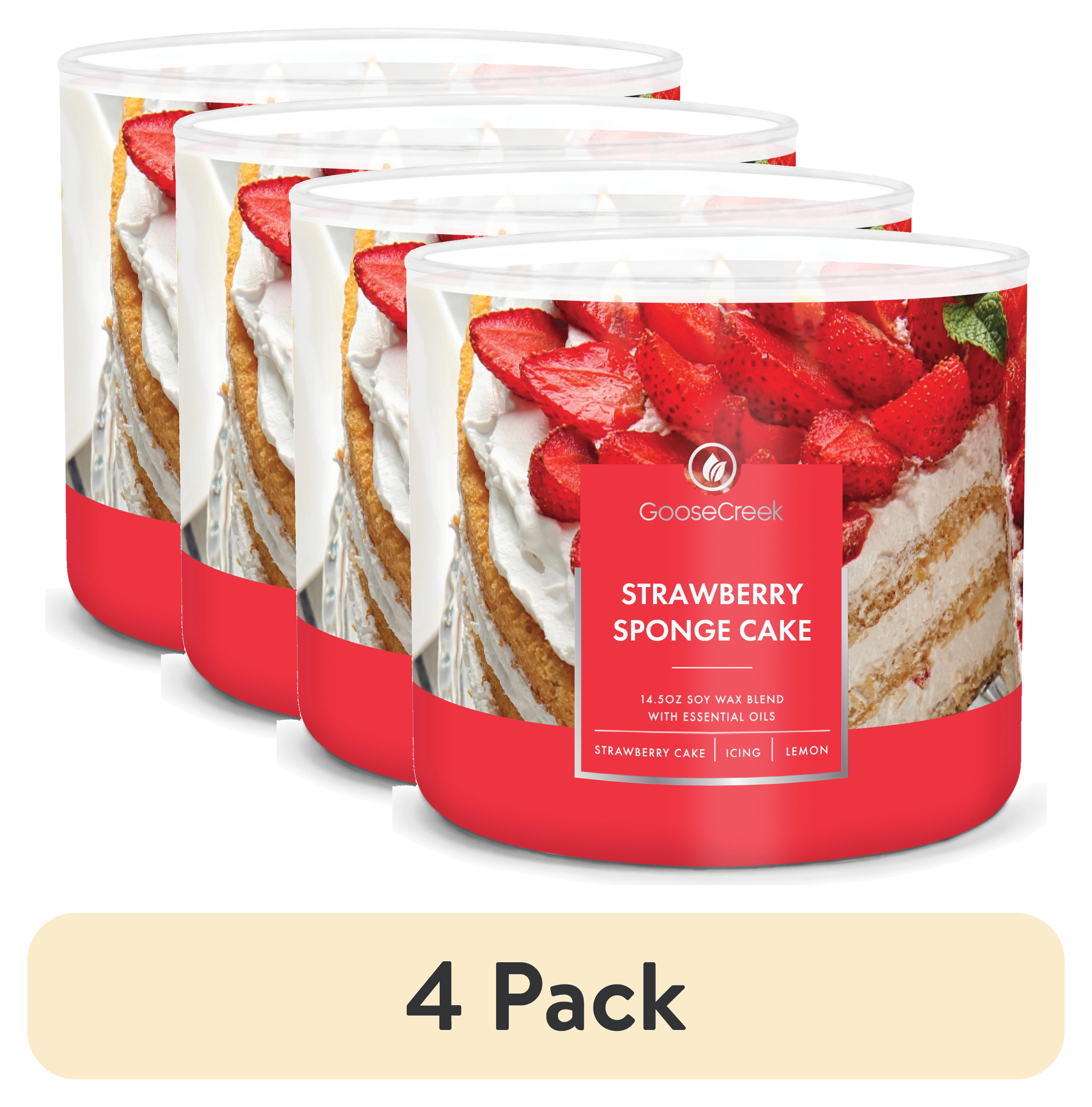 (4 pack) Goose Creek 3-Wick Strawberry Sponge Cake Scented Jar Candle, 14.5oz.