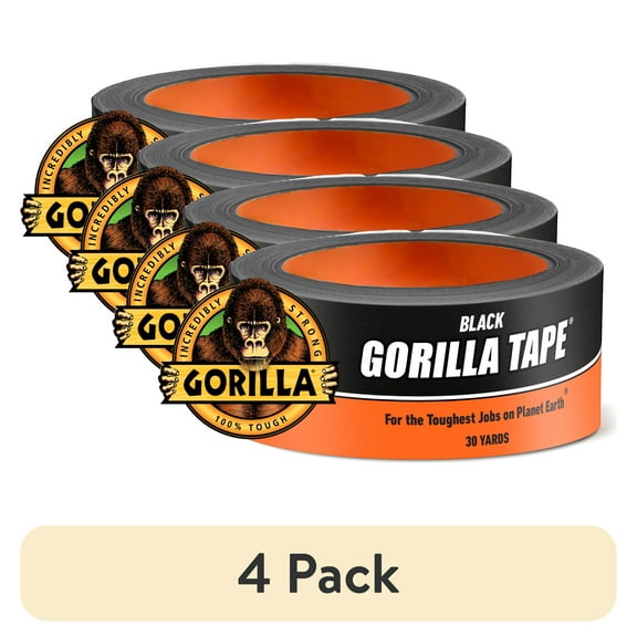 (4 pack) Gorilla 30 yard Black Tough Duct Tape Single Rroll, Pack of 1