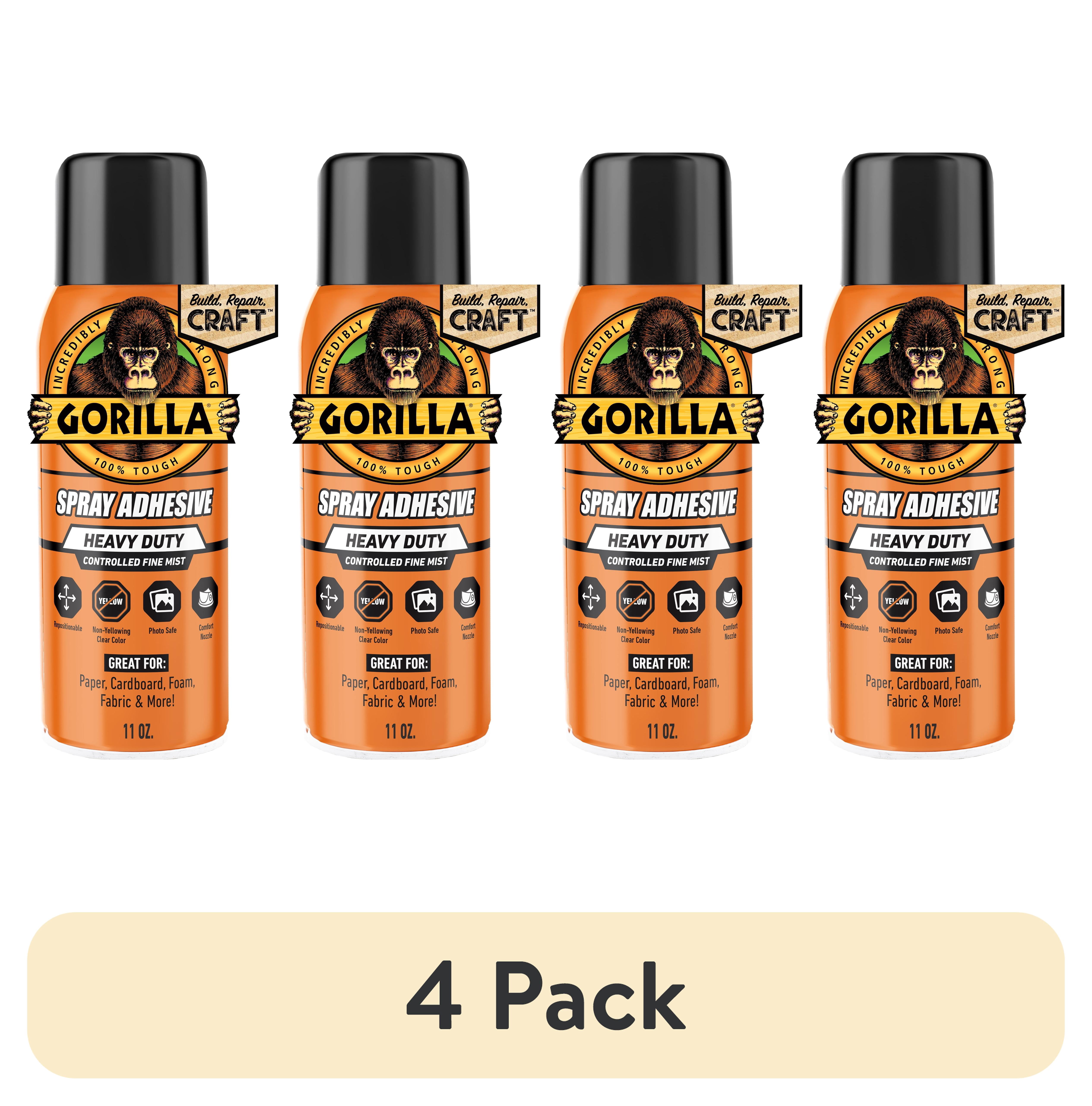 (4 pack) Gorilla Clear Spray Adhesive, 11 Ounce Can, New Condition