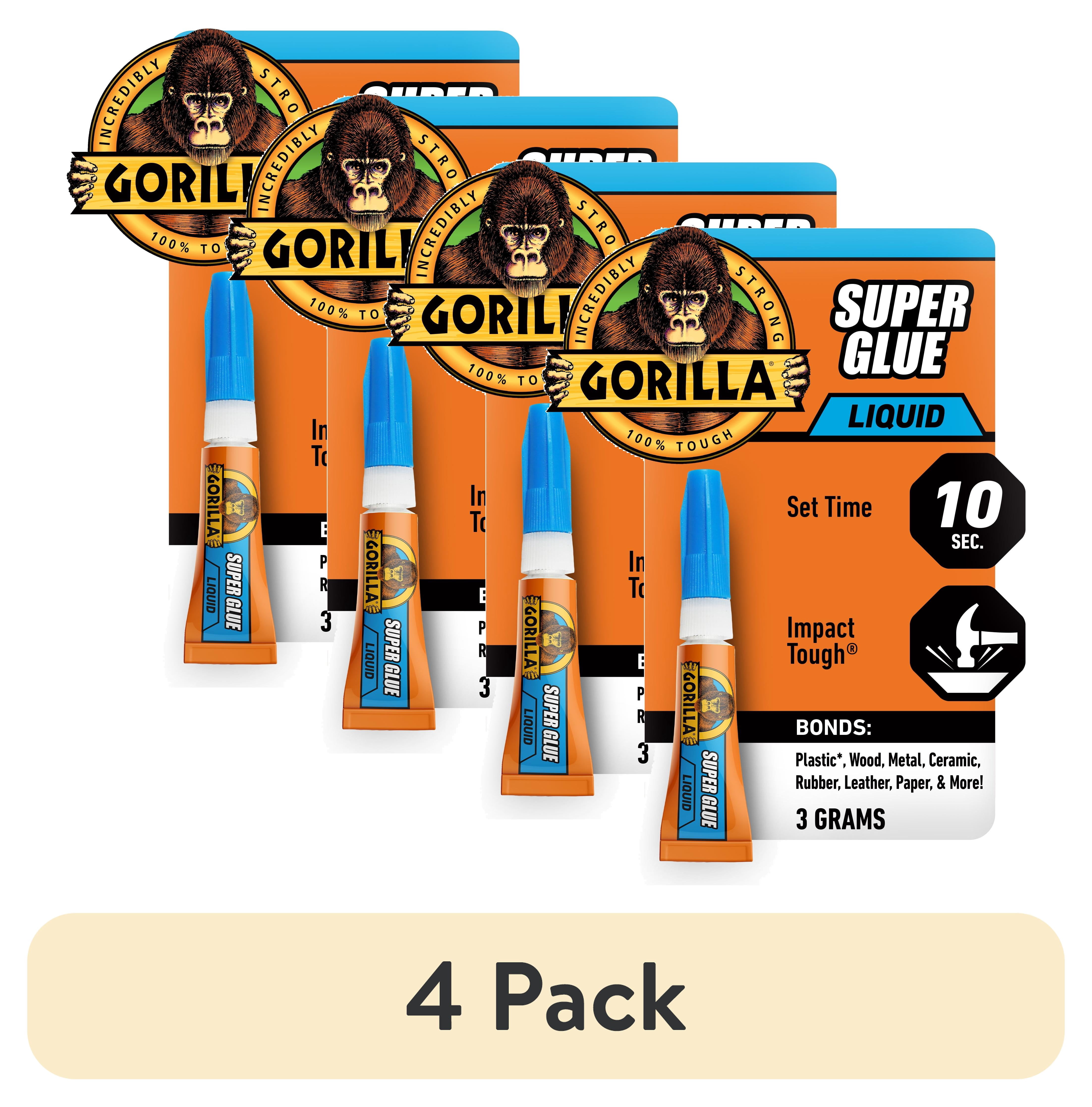 (4 pack) Gorilla Super Glue 3g Tube, Product Net Content Quantity 1