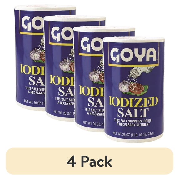(4 pack) Goya Iodized Salt, 26 oz