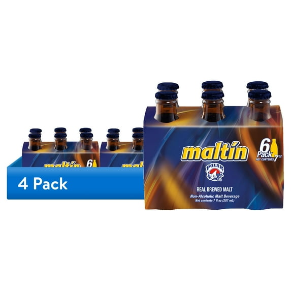 (4 pack) Maltin Polar Non- Alcoholic Malt Beverage 7 oz Glass Bottles (6 Pack)
