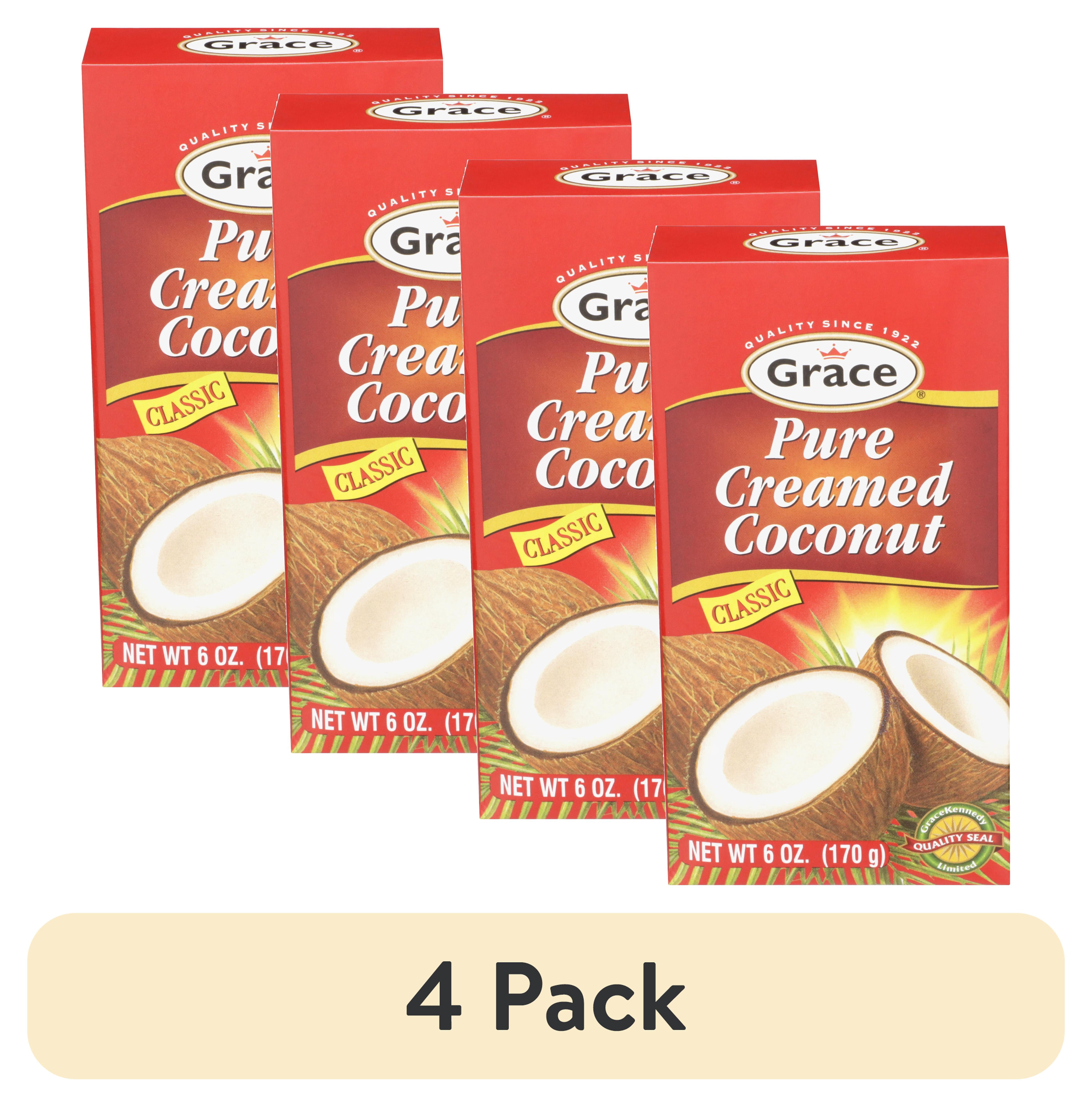 (4 pack) Grace Pure Creamed Coconut 170g - All Natural, No Allergens, Ready-to-Use Coconut Milk Substitute