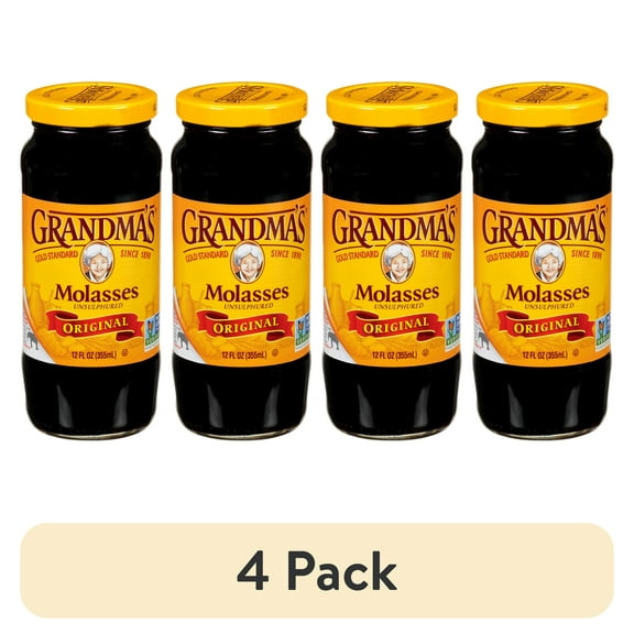 (4 pack) Grandma's Original Molasses, Unsulphured, 12 fl oz Jar