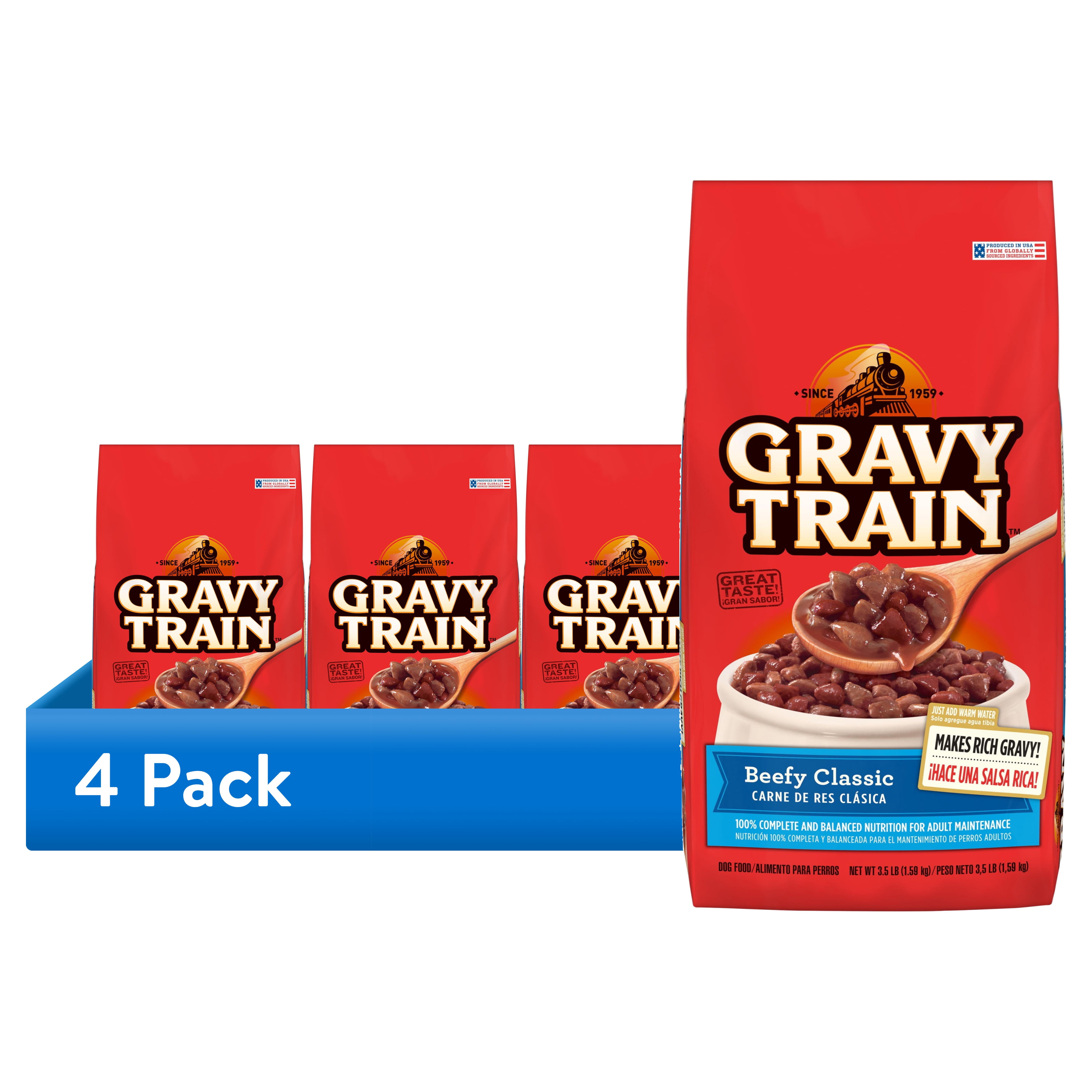 (4 pack) Gravy Train Beefy Classic Dry Dog Food, 3.5 lb. Bag