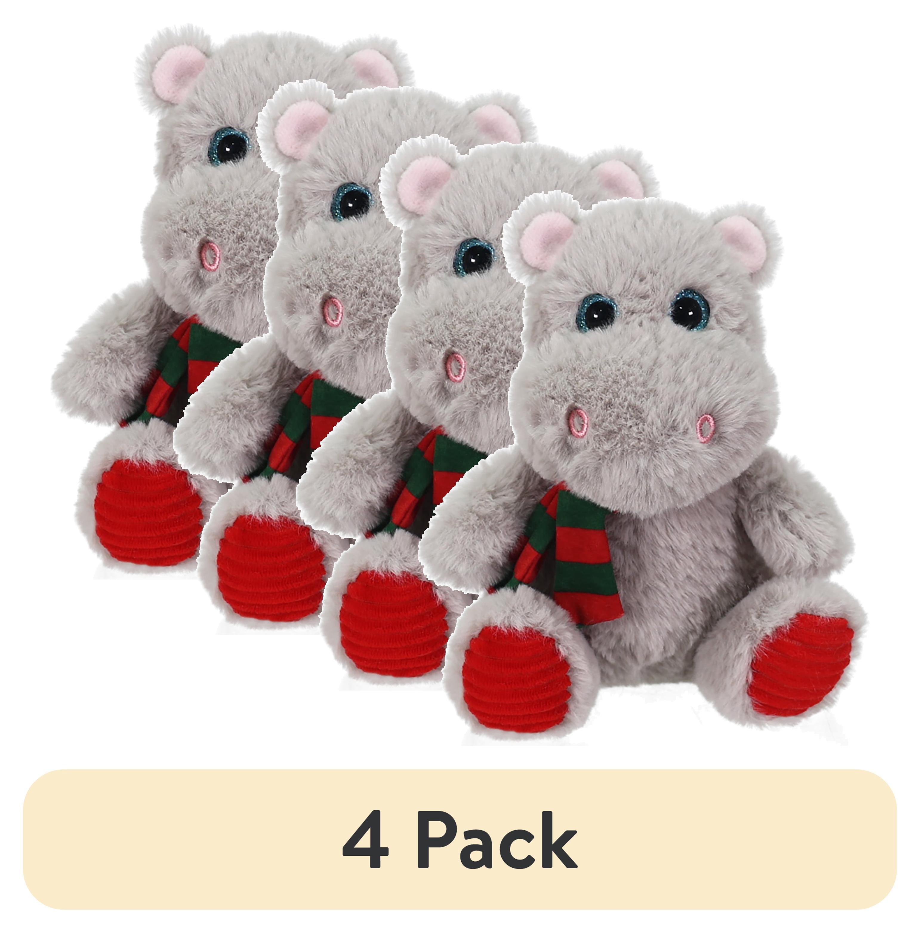 (4 pack) Hippo Stuffed Animal Plush Toy, Gray, 8 in, by Holiday Time