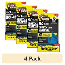 (4 pack) Grease Monkey Pro Cleaning, Disposable Nitrile Gloves, Blue, 50 Count Traction Grip, Male, Large
