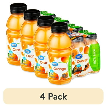 (4 pack) Great Value 100% Orange Juice, 10 fl oz, 6 Count